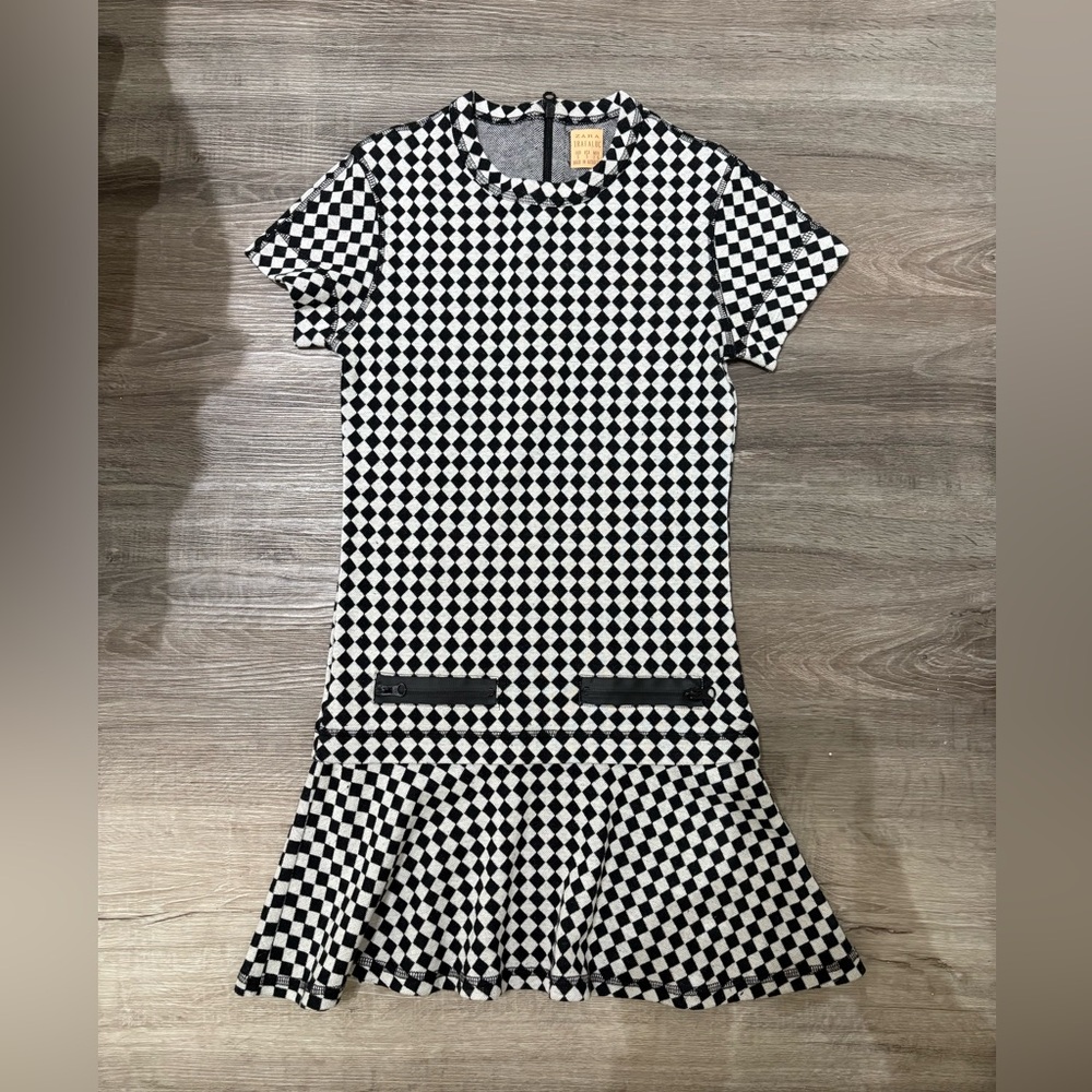 Zara Monochrome Checkered Mini Dress